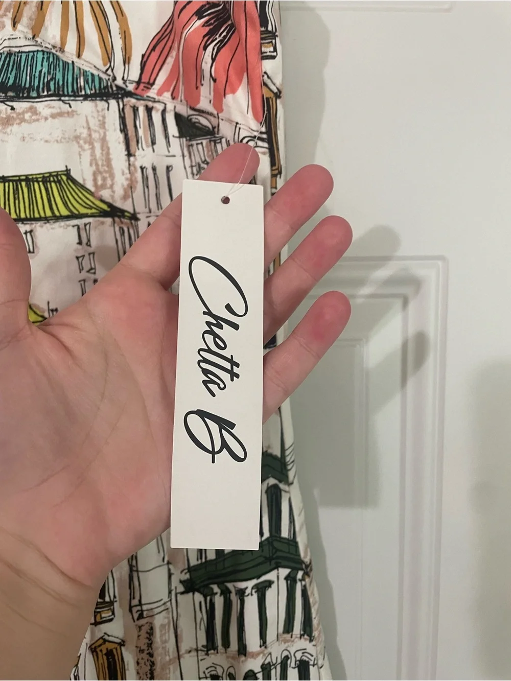 Chetta B Venice Italy Scenic Sketch Print Sleeveless Sheath Cotton Dress Size 12 - Picture 3 of 8